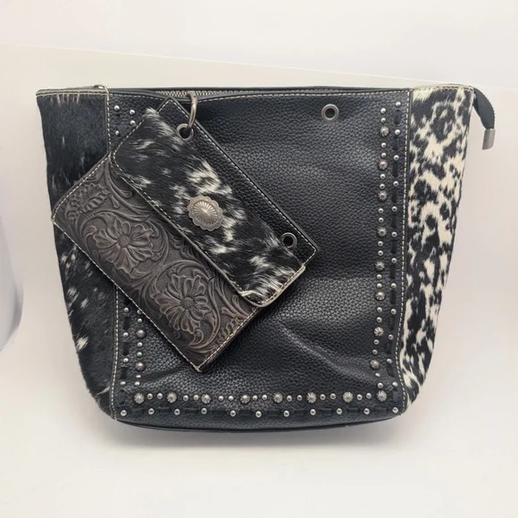 Trinity Ranch Rare Studded Spotted Cowhide Leather Bag Purse & Wallet Crossbody - Picture 1 of 11